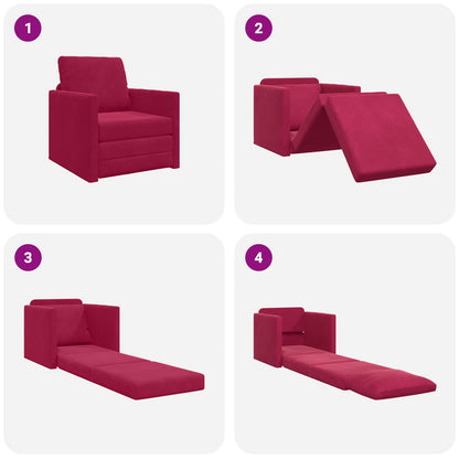 Divano letto Rosso Vino 74 x 77 x 81 cm Velluto