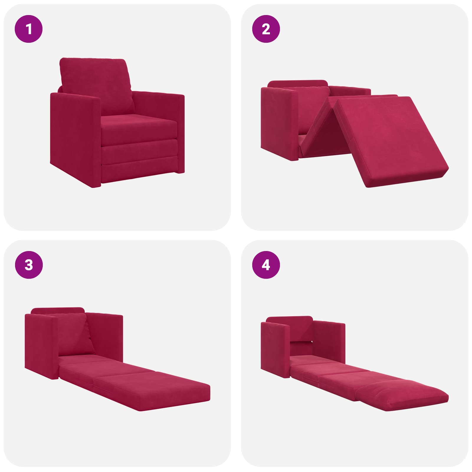 Divano letto Rosso Vino 74 x 77 x 81 cm Velluto | homemem39