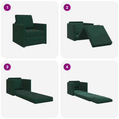 Divano letto Verde Scuro 74 x 77 x 81 cm Velluto
