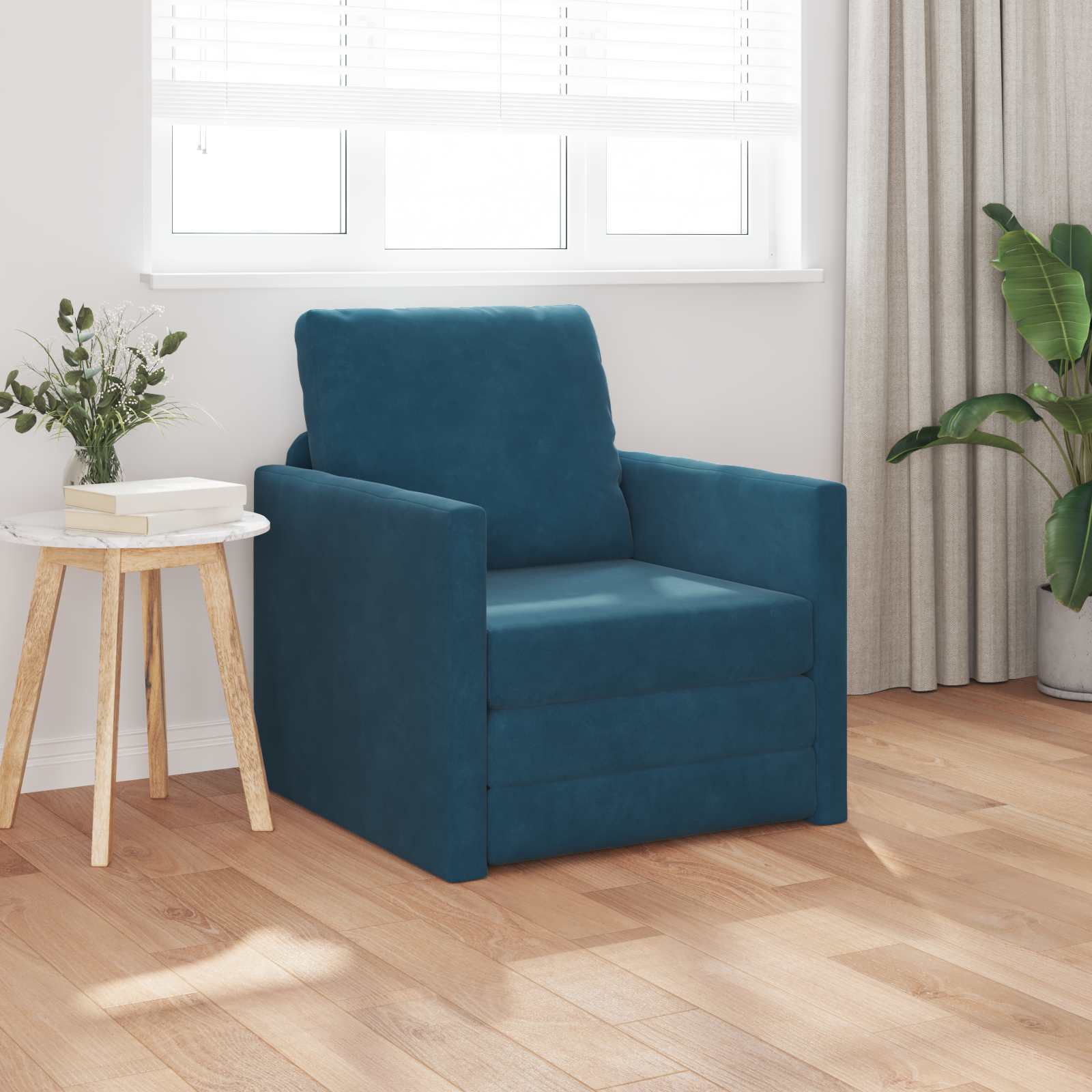 Divano letto Blu 74 x 77 x 81 cm Velluto | homemem39