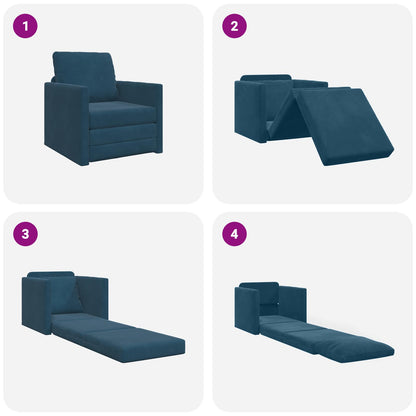 Divano letto Blu 74 x 77 x 81 cm Velluto