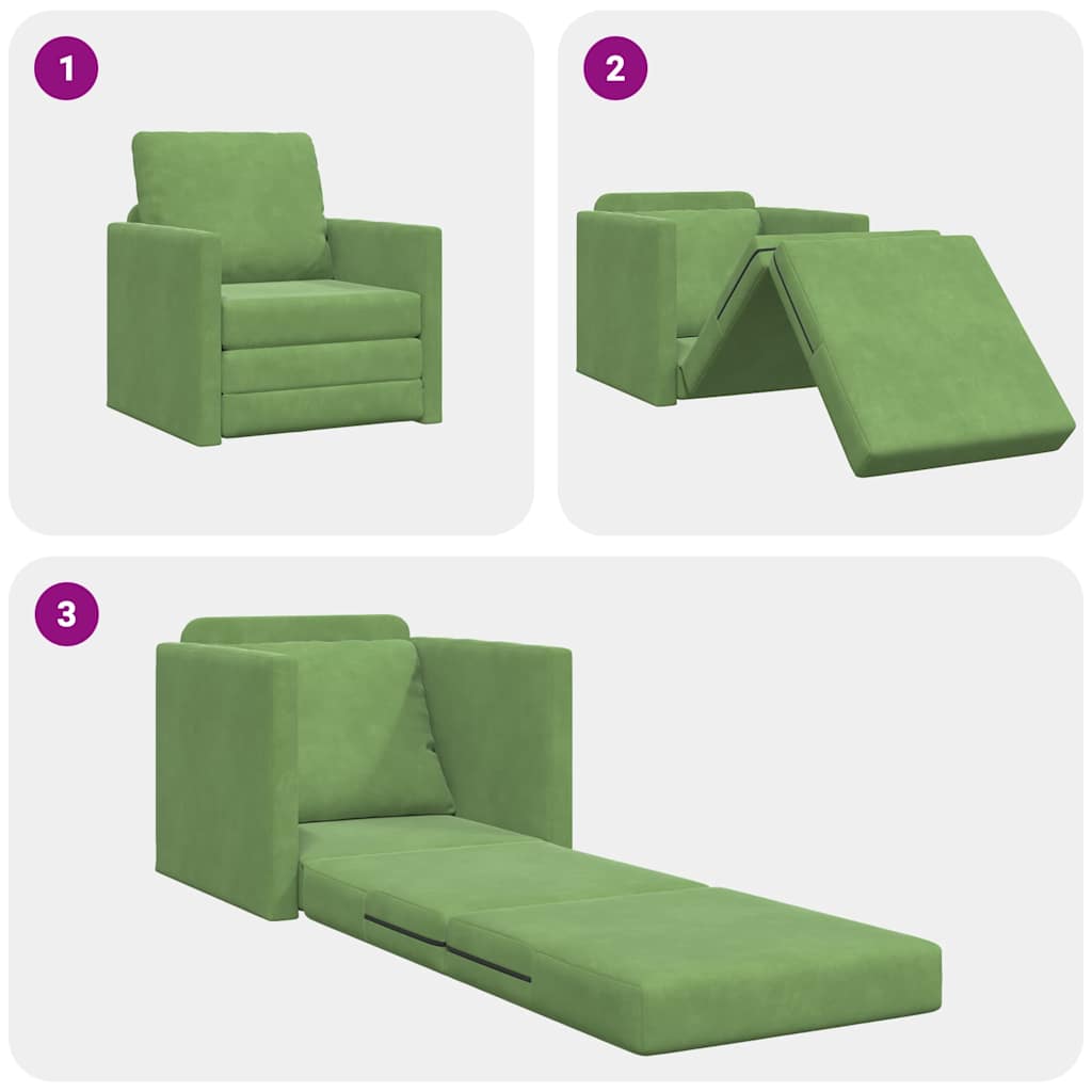 Divano letto 60cm Verde chiaro Velluto - homemem39