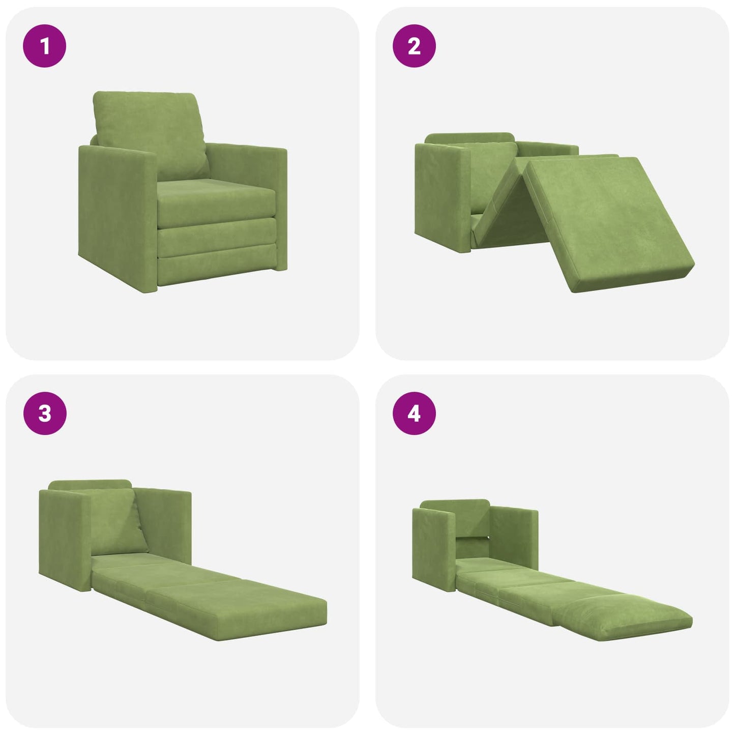 Divano letto Verde chiaro 74 x 77 x 81 cm Velluto | homemem39