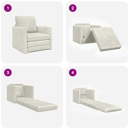 Divano letto Crema 74 x 77 x 81 cm Velluto