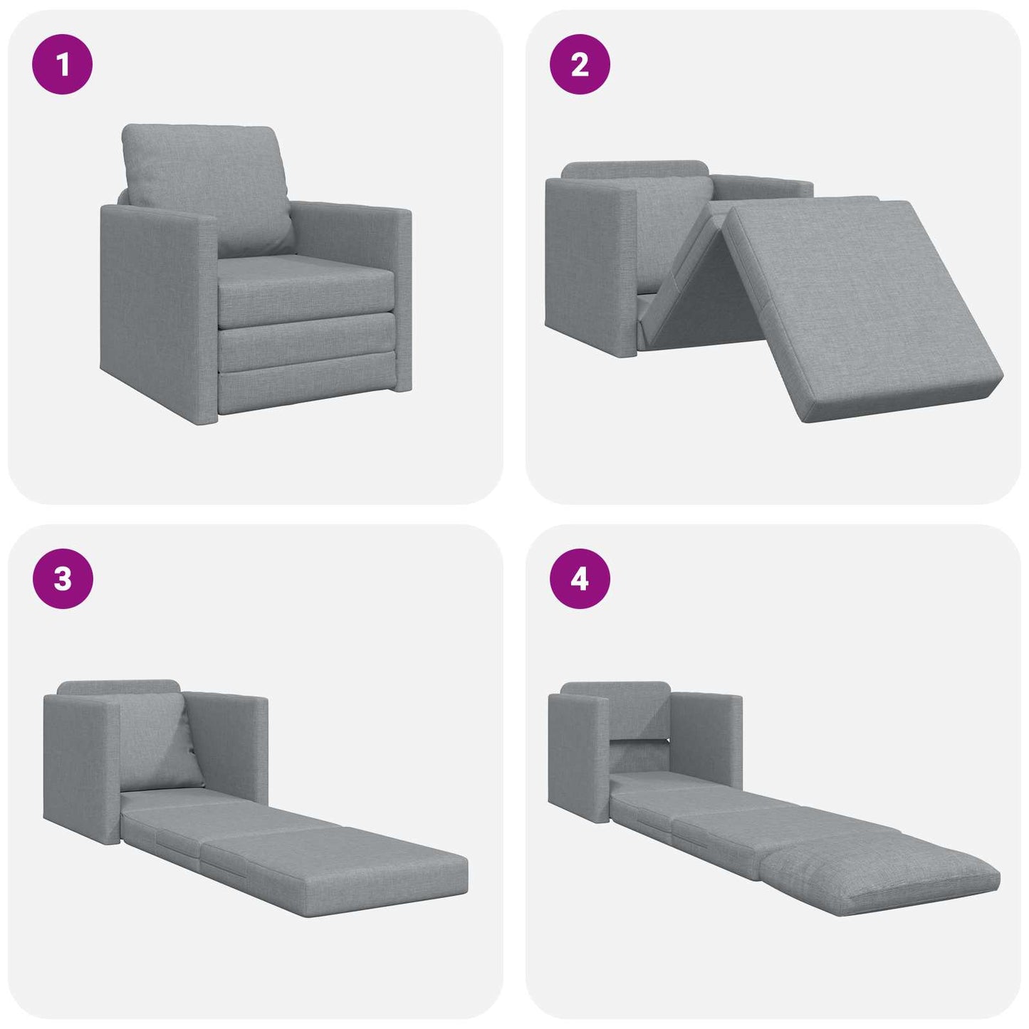Divano letto 60cm Grigio chiaro Tessuto