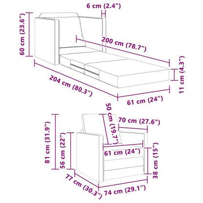 Divano letto 60cm Grigio scuro Tessuto