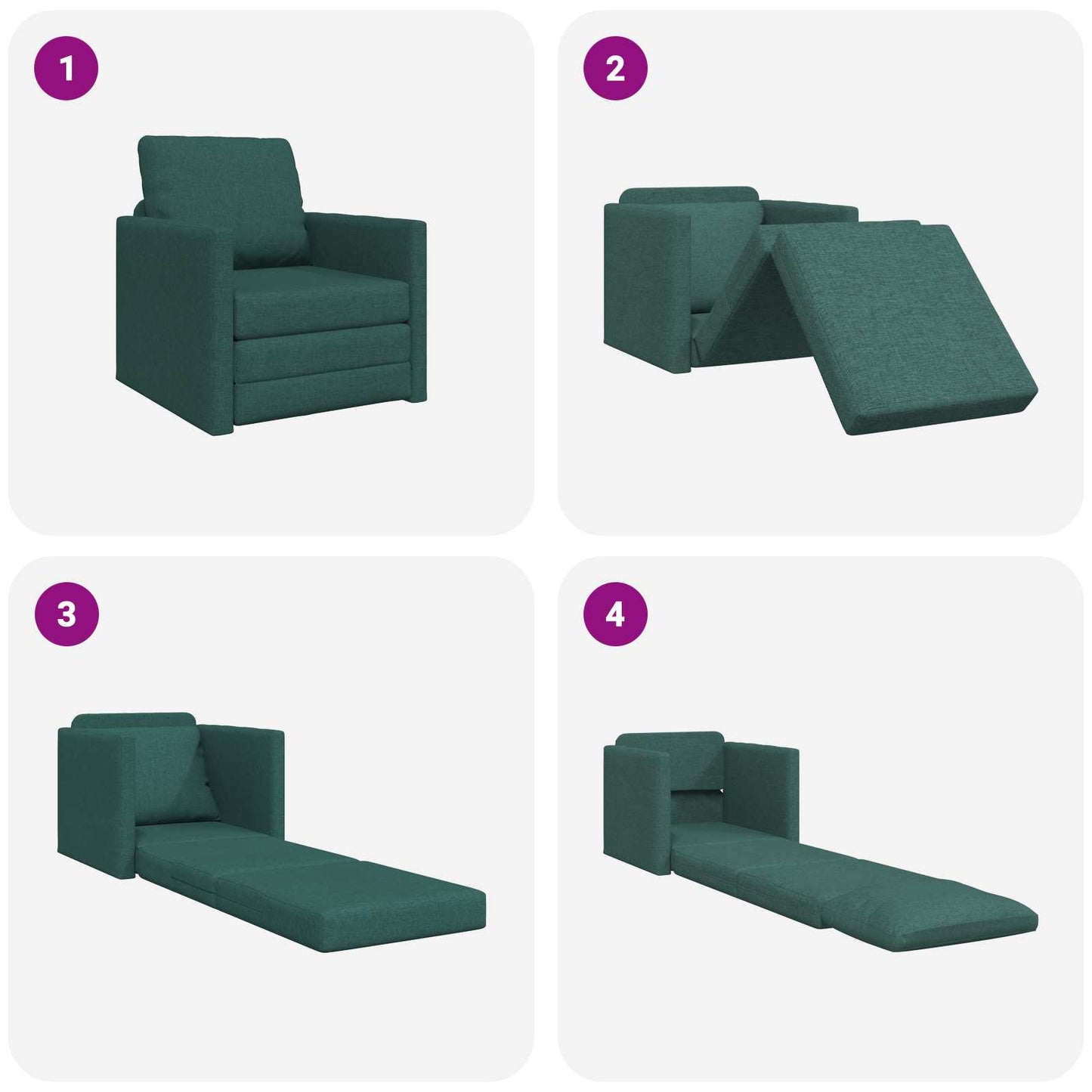 Divano letto Verde Scuro 74 x 77 x 81 cm Tessuto | homemem39