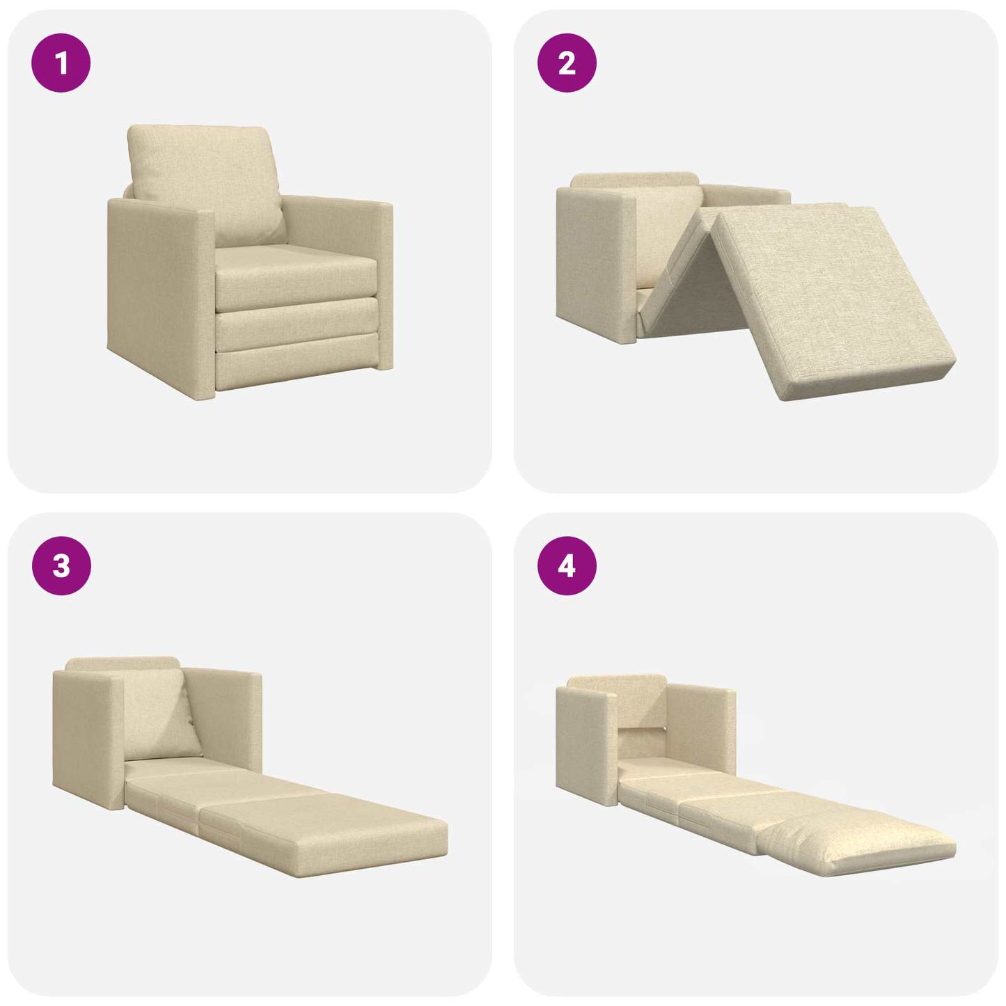 Divano letto Crema 74 x 77 x 81 cm Tessuto | homemem39
