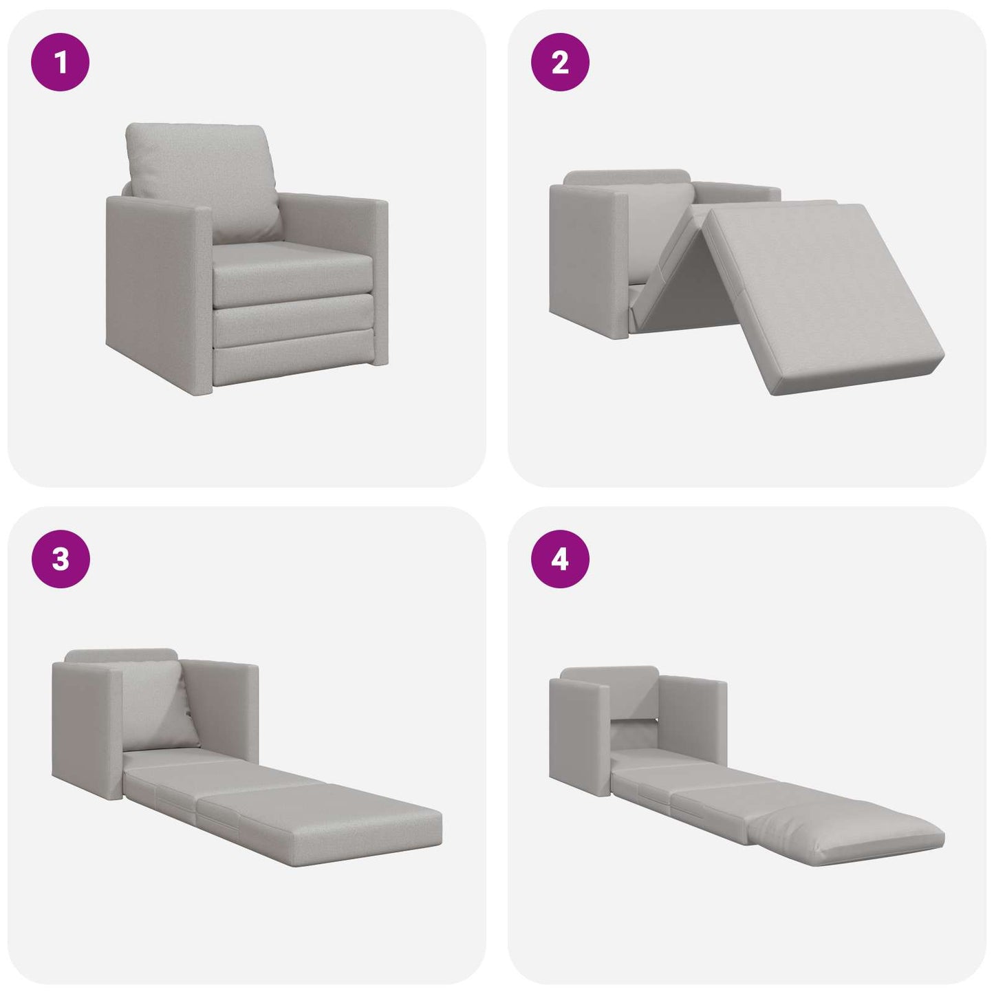 Divano letto Grigio Nuvola 74 x 77 x 81 cm Tessuto | homemem39