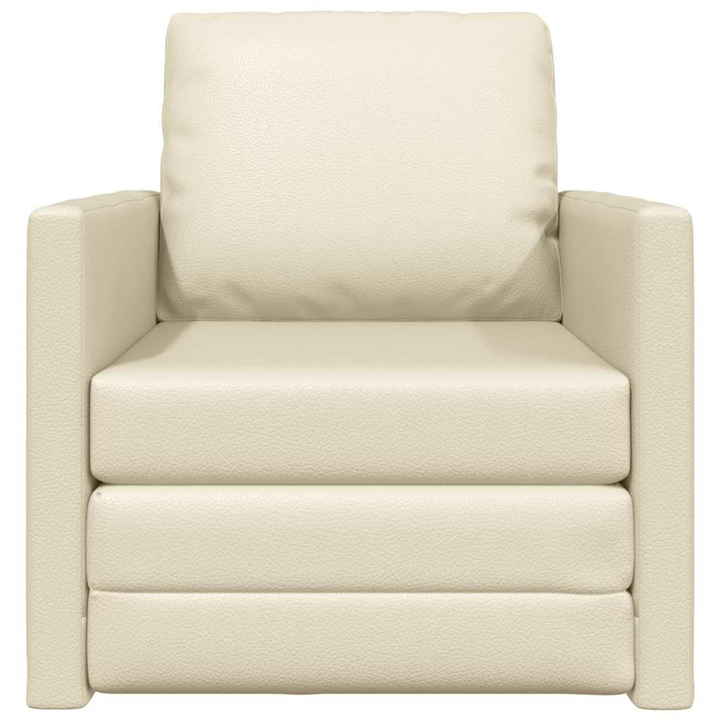 Divano letto Crema 74 x 77 x 81 cm Pelle Artificiale