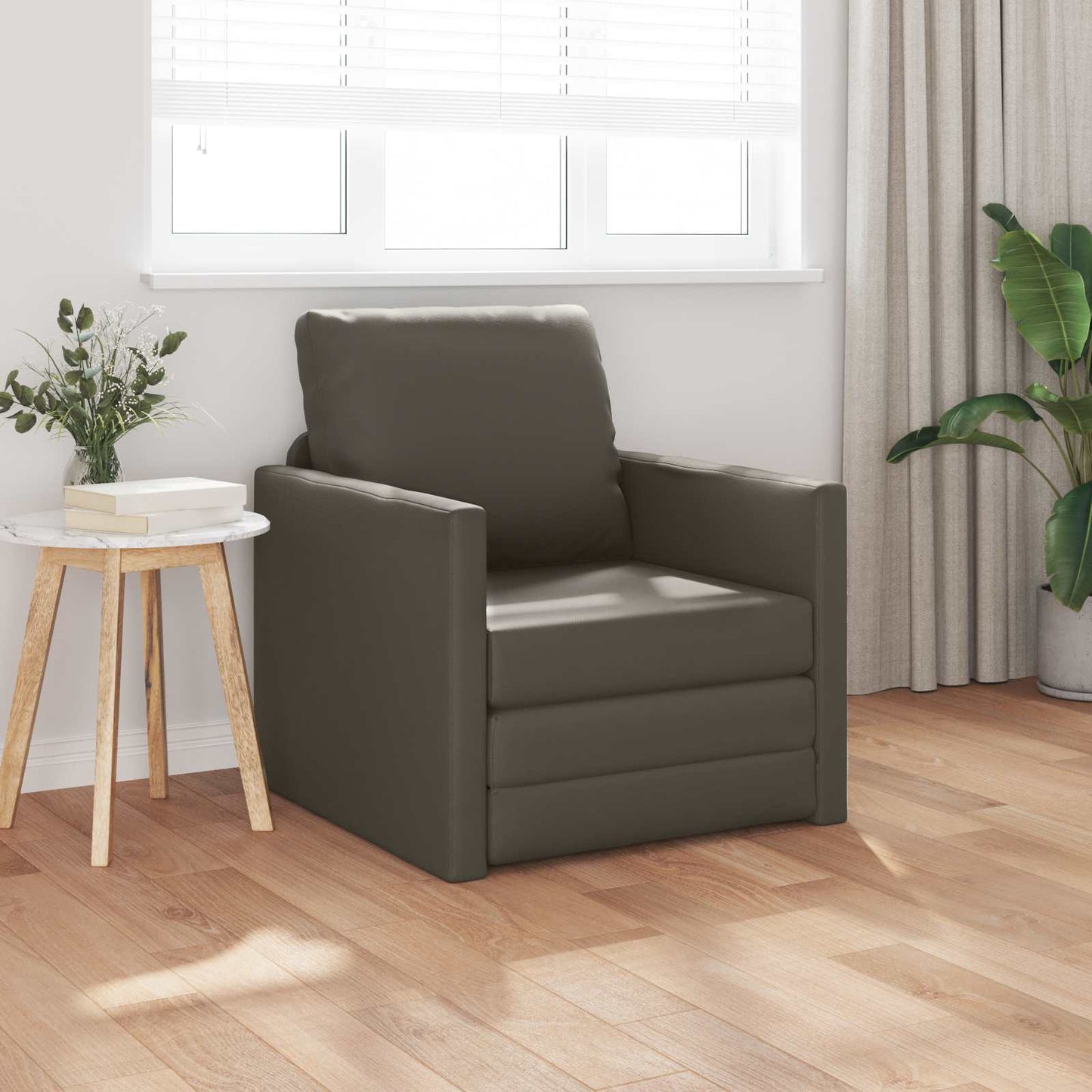 Divano letto 60cm Grigio Pelle Artificiale