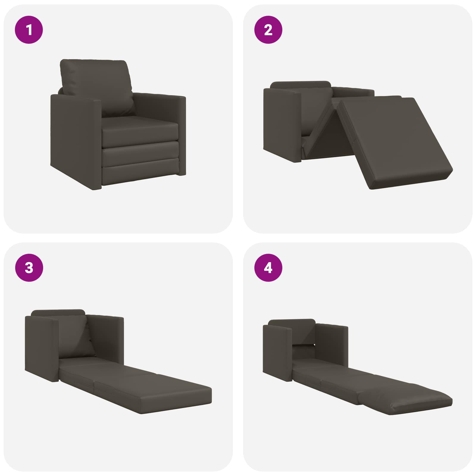 Divano letto 60cm Grigio Pelle Artificiale | homemem39