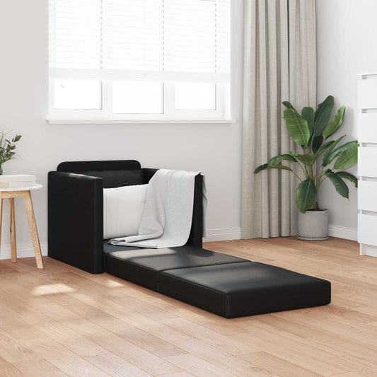 Divano letto 60cm Nero Pelle Artificiale | homemem39