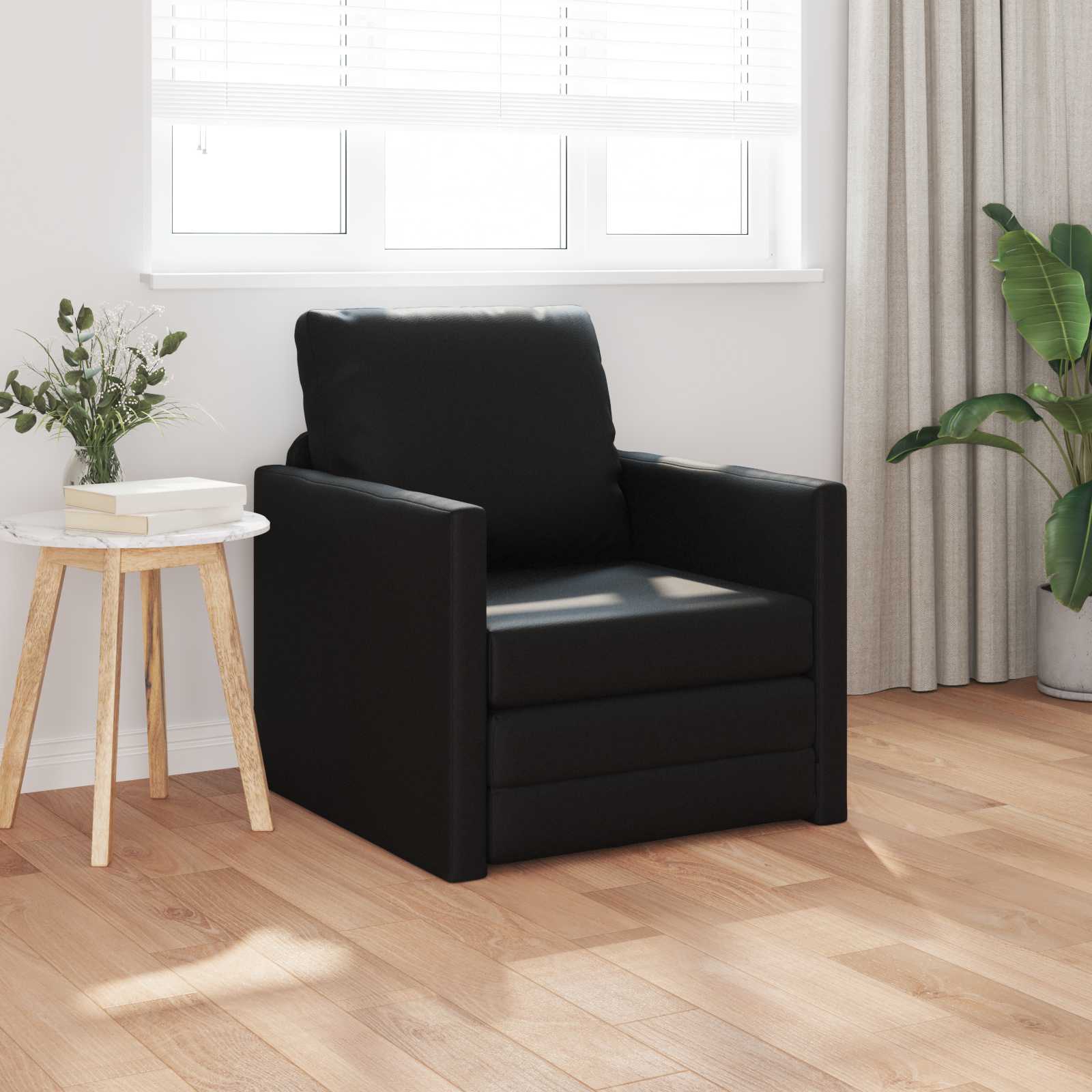Divano letto 60cm Nero Pelle Artificiale | homemem39
