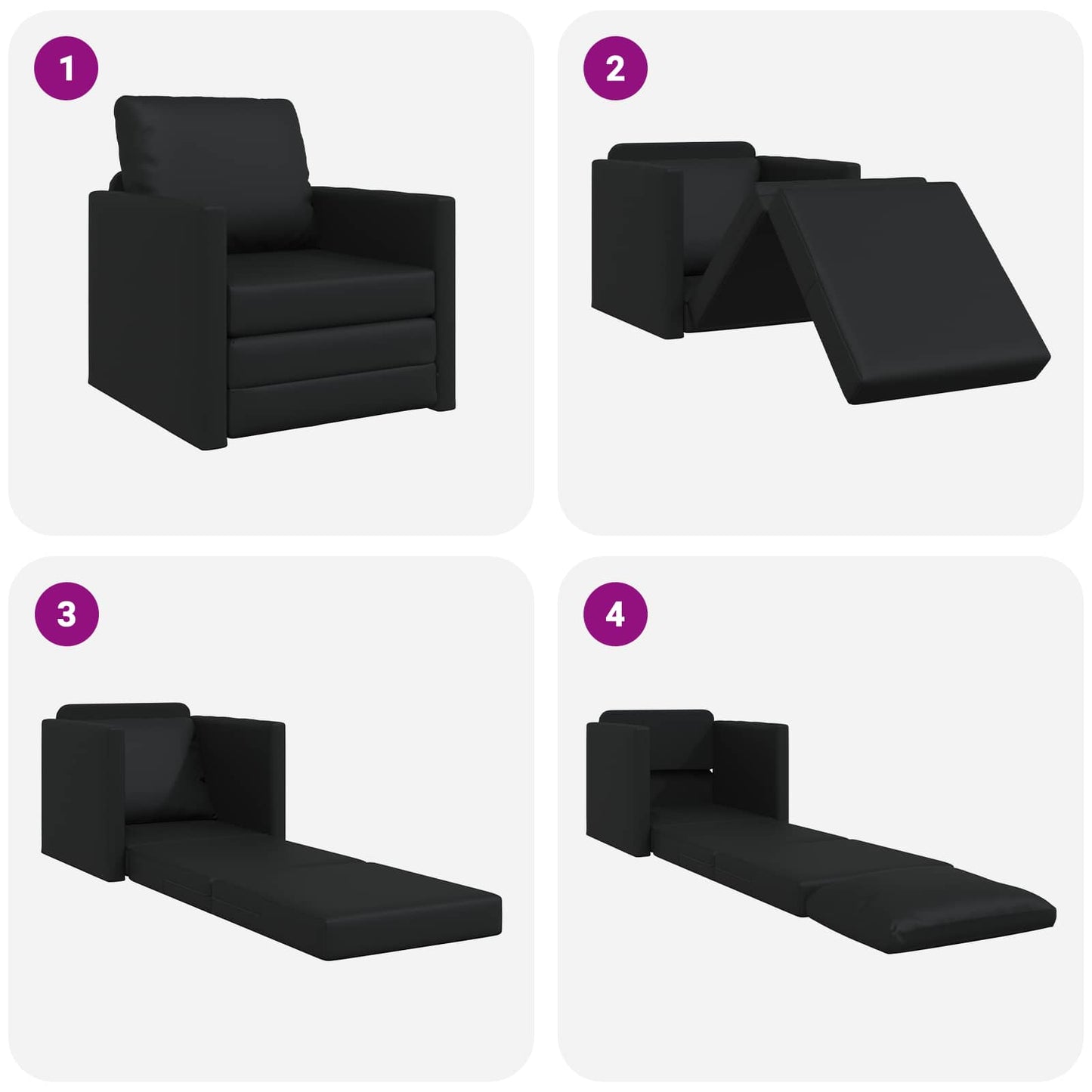 Divano letto 60cm Nero Pelle Artificiale | homemem39