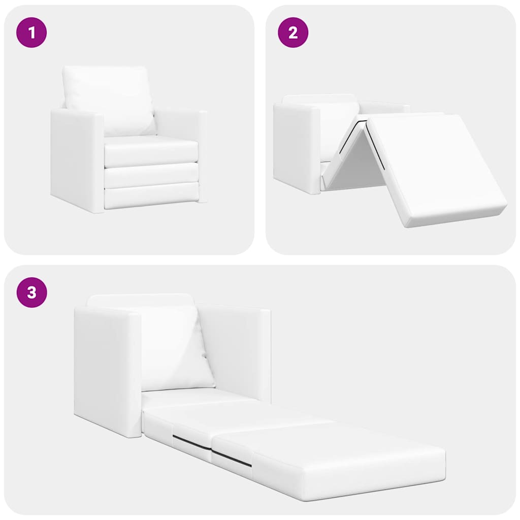 Divano letto 60cm Bianco Pelle Artificiale - homemem39
