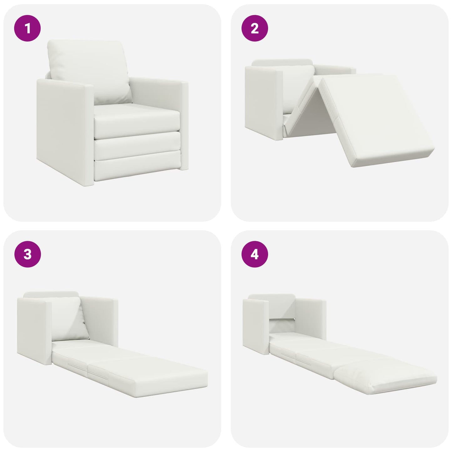 Divano letto 60cm Bianco Pelle Artificiale