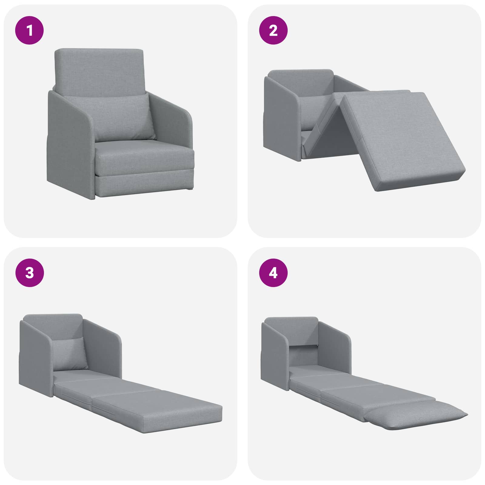 Divano letto Grigio chiaro 65 x 80 x 83 cm Tessuto | homemem39