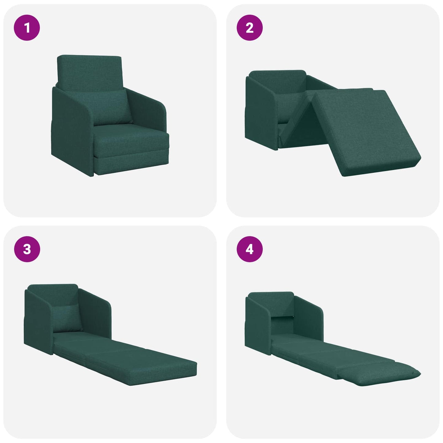 Divano letto Verde Scuro 65 x 80 x 83 cm Tessuto