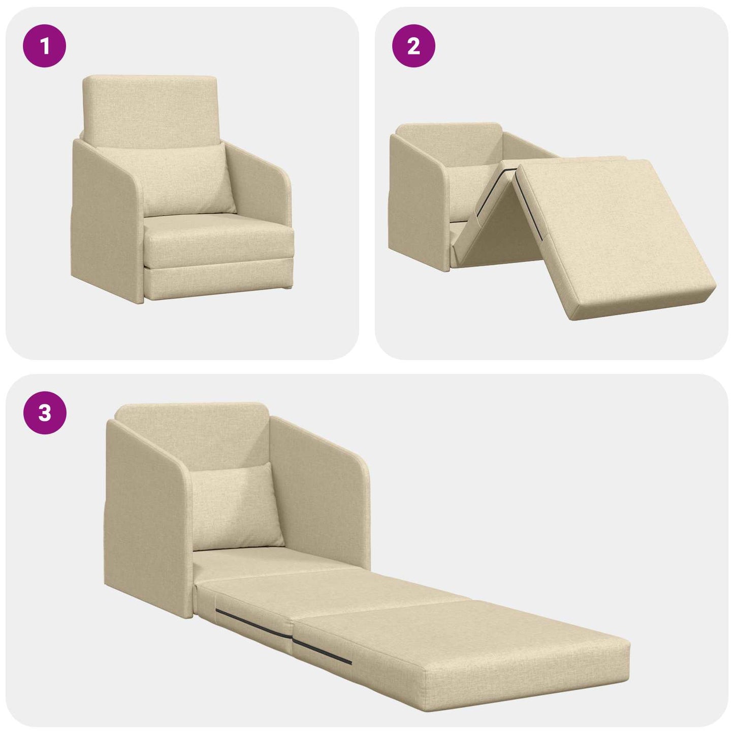Divano letto Crema 65 x 80 x 83 cm Tessuto
