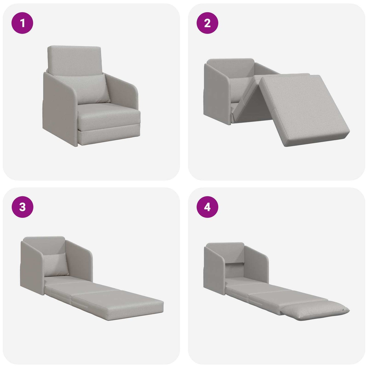 Divano letto Grigio Nuvola 65 x 80 x 83 cm Tessuto | homemem39