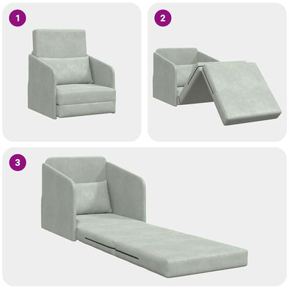 Divano letto Grigio chiaro 65 x 80 x 83 cm Velluto - homemem39