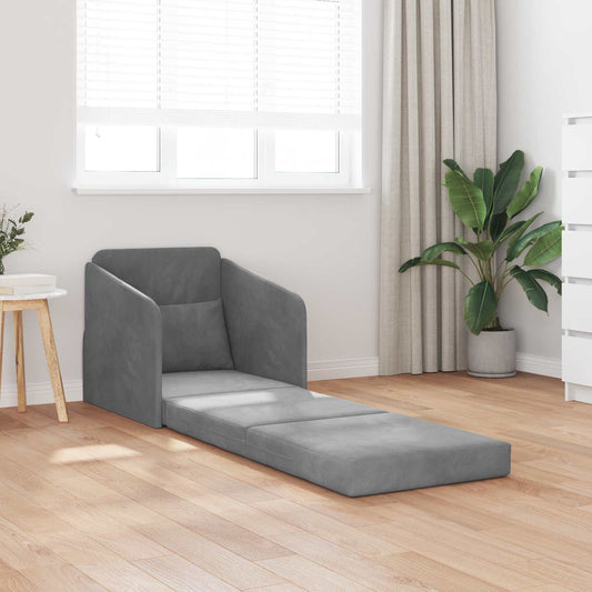 Divano letto Grigio scuro 65 x 80 x 83 cm Velluto