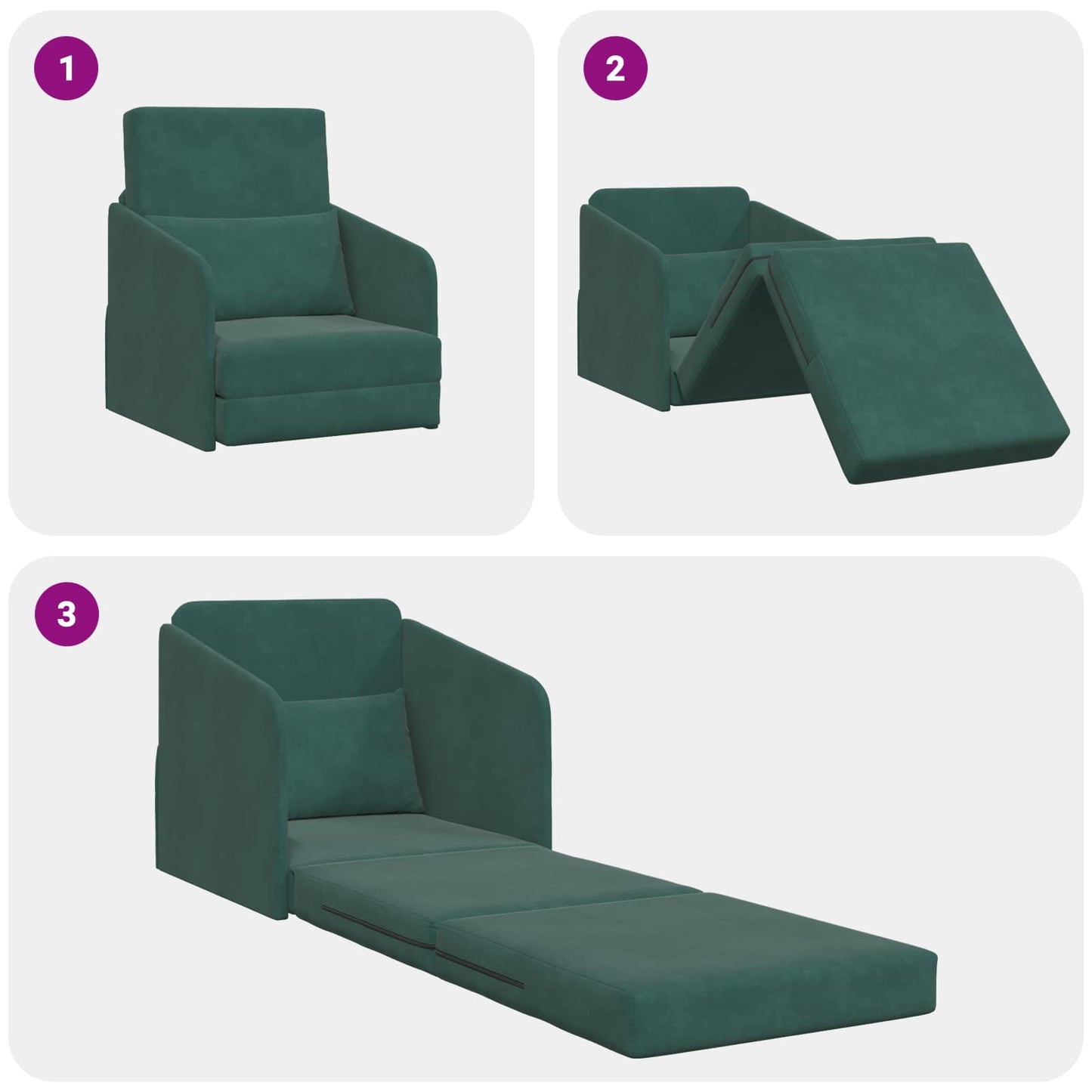 Divano letto Verde Scuro 65 x 80 x 83 cm Velluto | homemem39