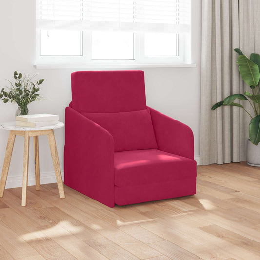 Divano letto Rosso Vino 65 x 80 x 83 cm Velluto | homemem39