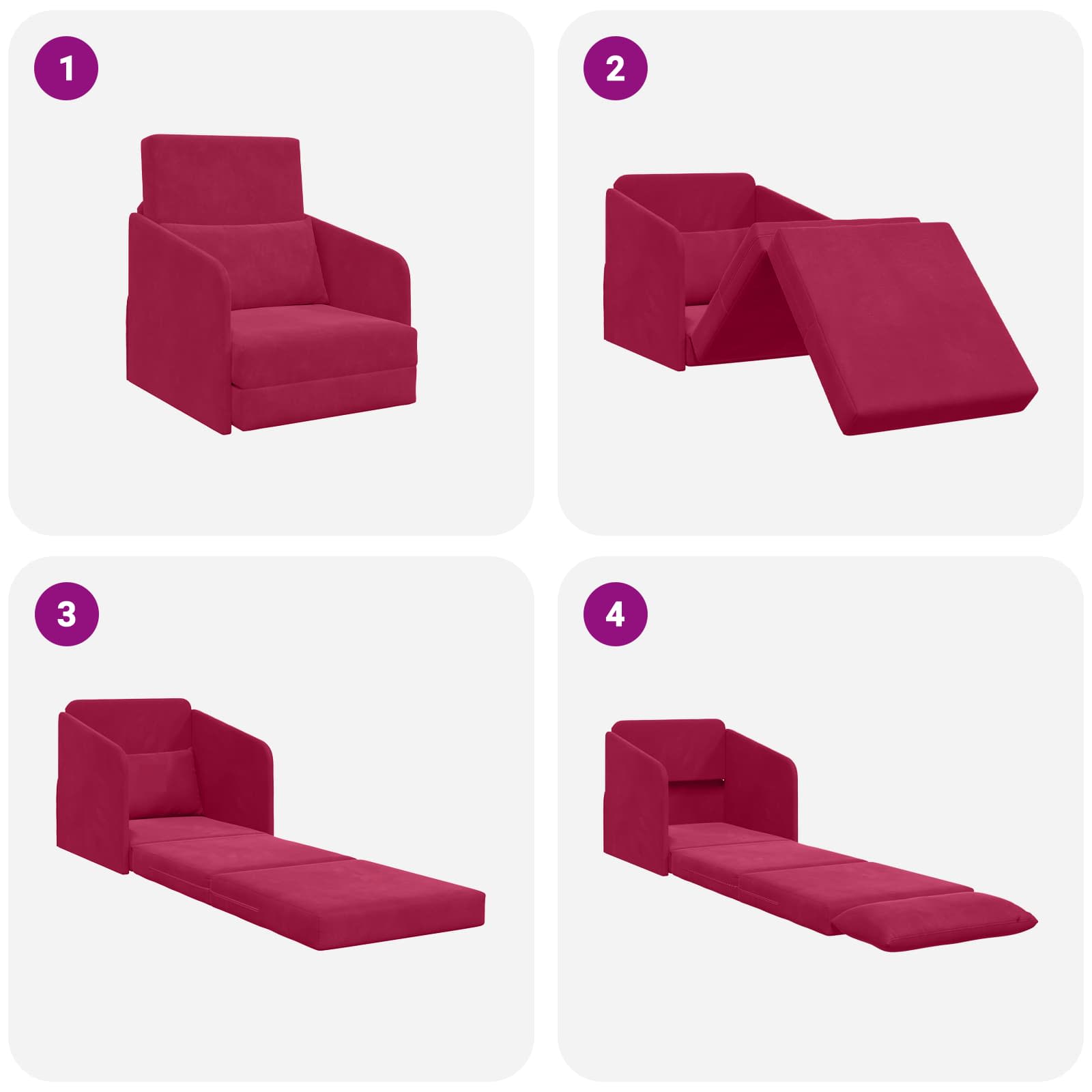 Divano letto Rosso Vino 65 x 80 x 83 cm Velluto | homemem39