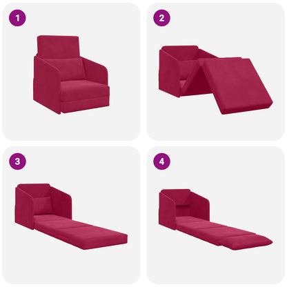 Divano letto Rosso Vino 65 x 80 x 83 cm Velluto