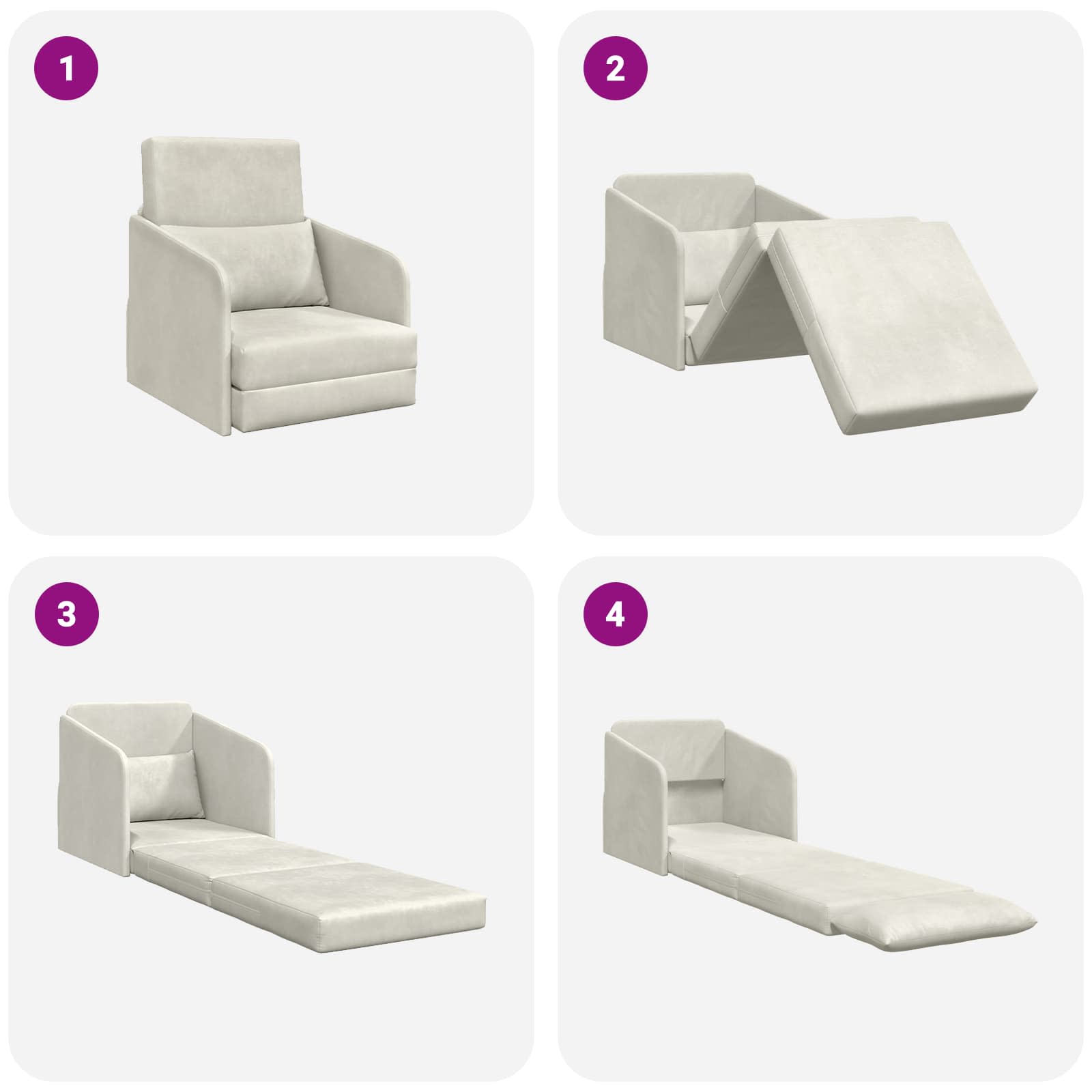 Divano letto Crema 65 x 80 x 83 cm Velluto | homemem39