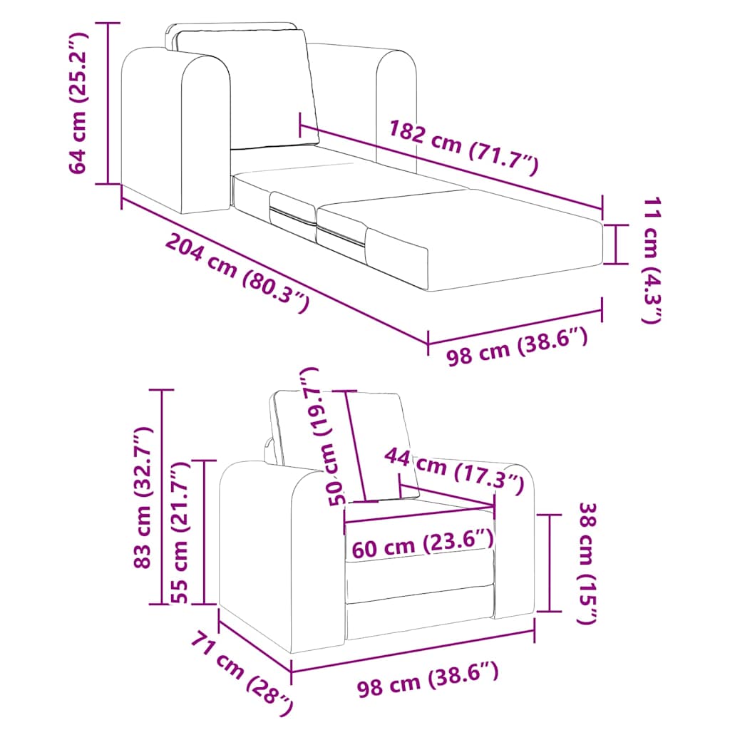 Divano letto Grigio scuro 98 x 71 x 83 cm Tessuto