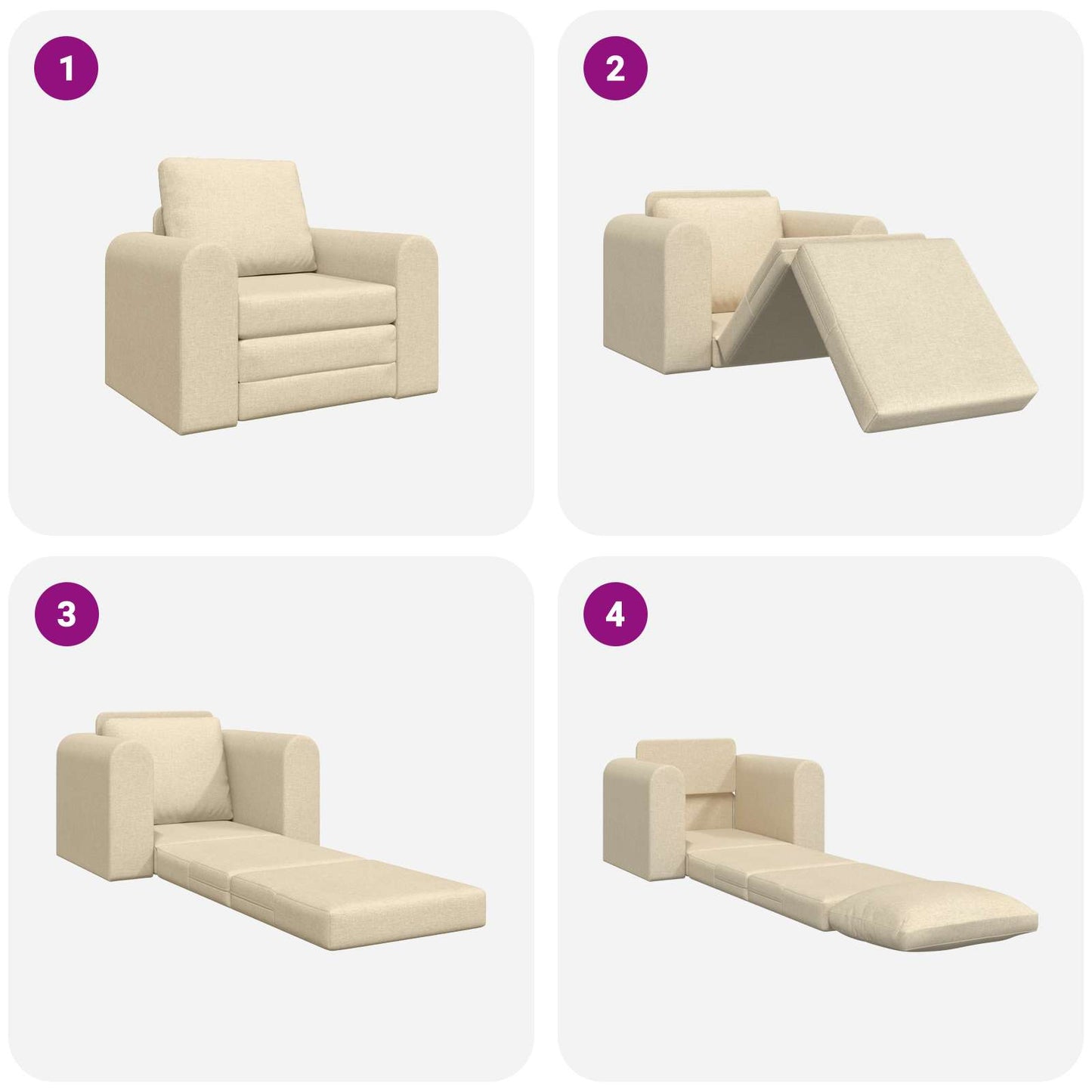 Divano letto Crema 98 x 71 x 83 cm Tessuto
