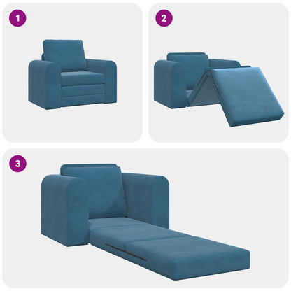 Divano letto Blu 98 x 71 x 83 cm Velluto - homemem39