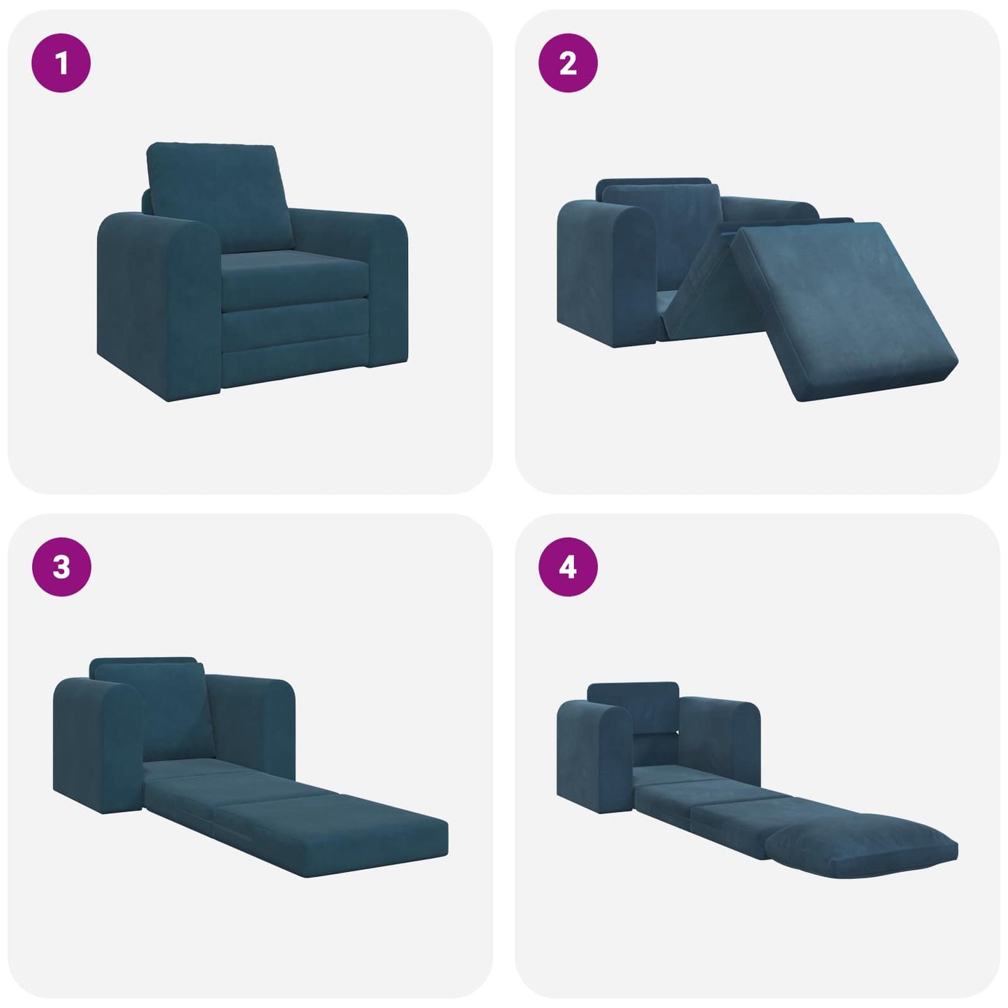 Divano letto Blu 98 x 71 x 83 cm Velluto | homemem39