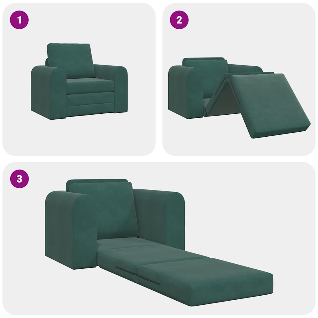 Divano letto Verde scuro 98 x 71 x 83 cm Velluto - homemem39