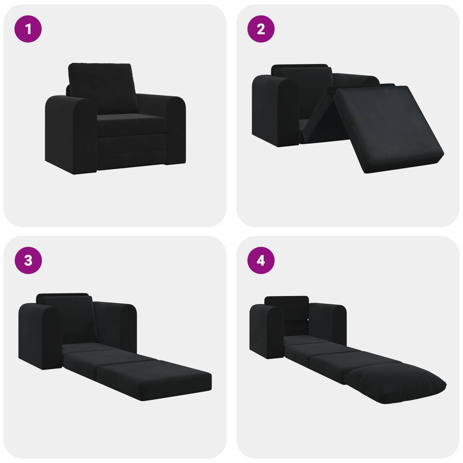 Divano letto Nero 98 x 71 x 83 cm Velluto | homemem39