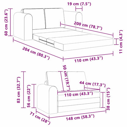 Divano letto 60cm Grigio scuro Tessuto