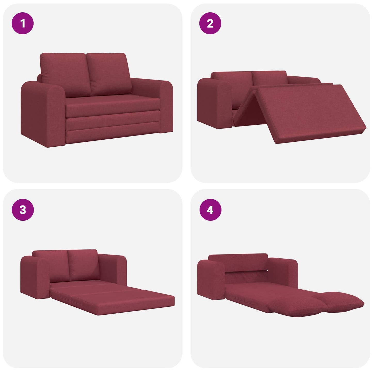Divano letto 60cm Rosso Vino Tessuto | homemem39