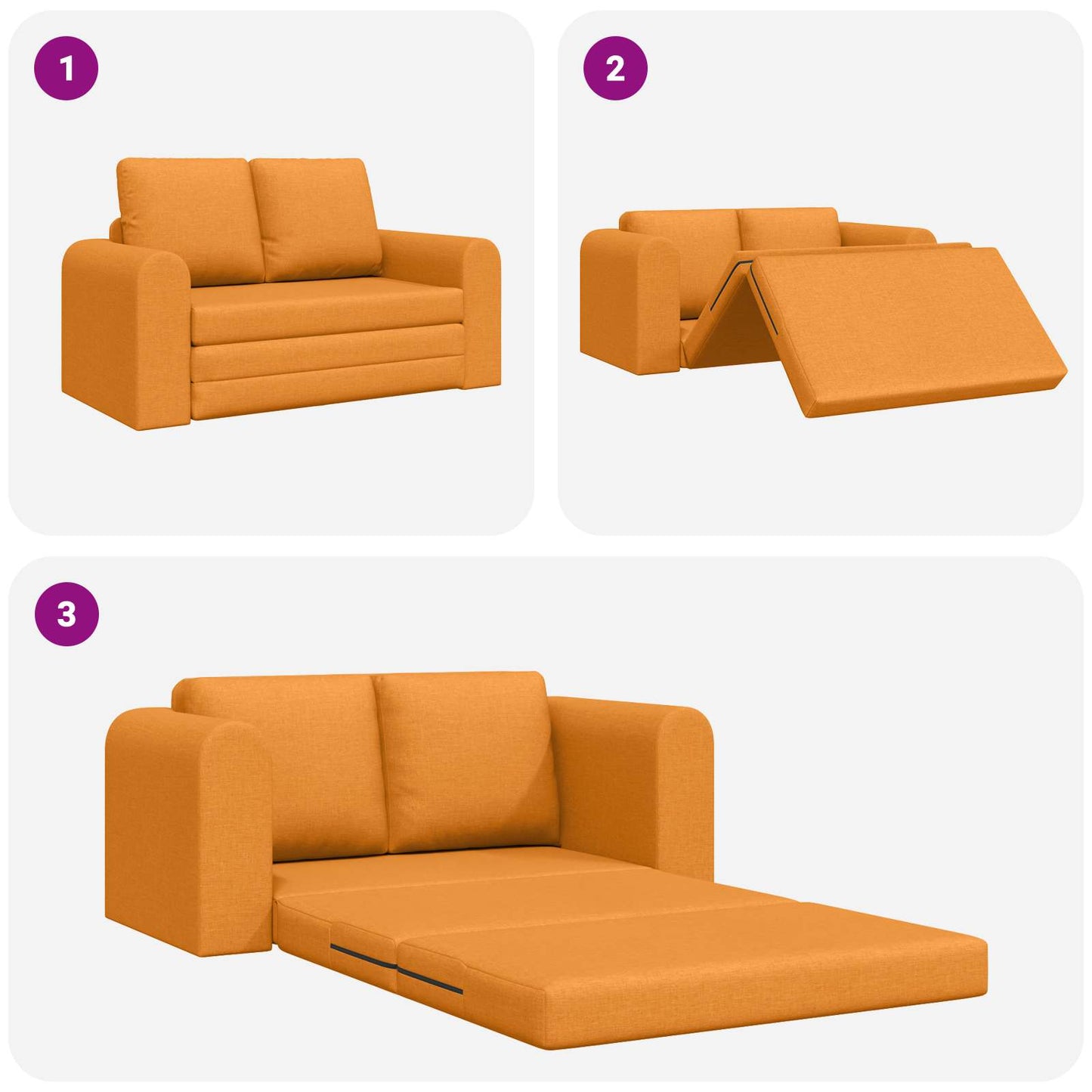 Divano letto 60cm Giallo Scuro Tessuto