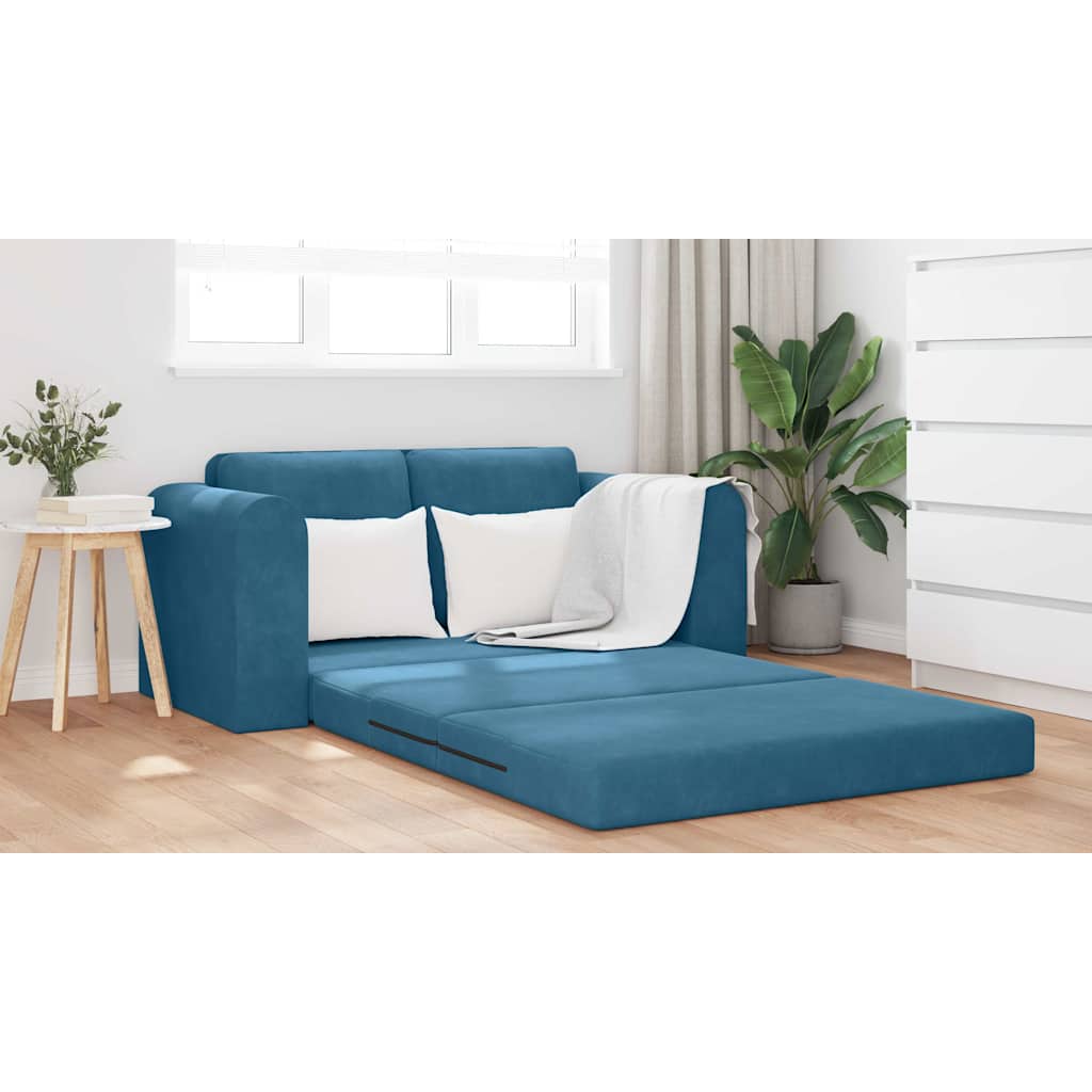 Divano letto 60cm Blu Velluto - homemem39