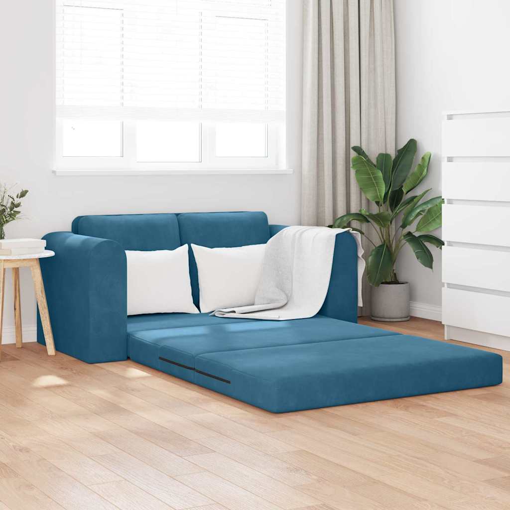 Divano letto 60cm Blu Velluto - homemem39