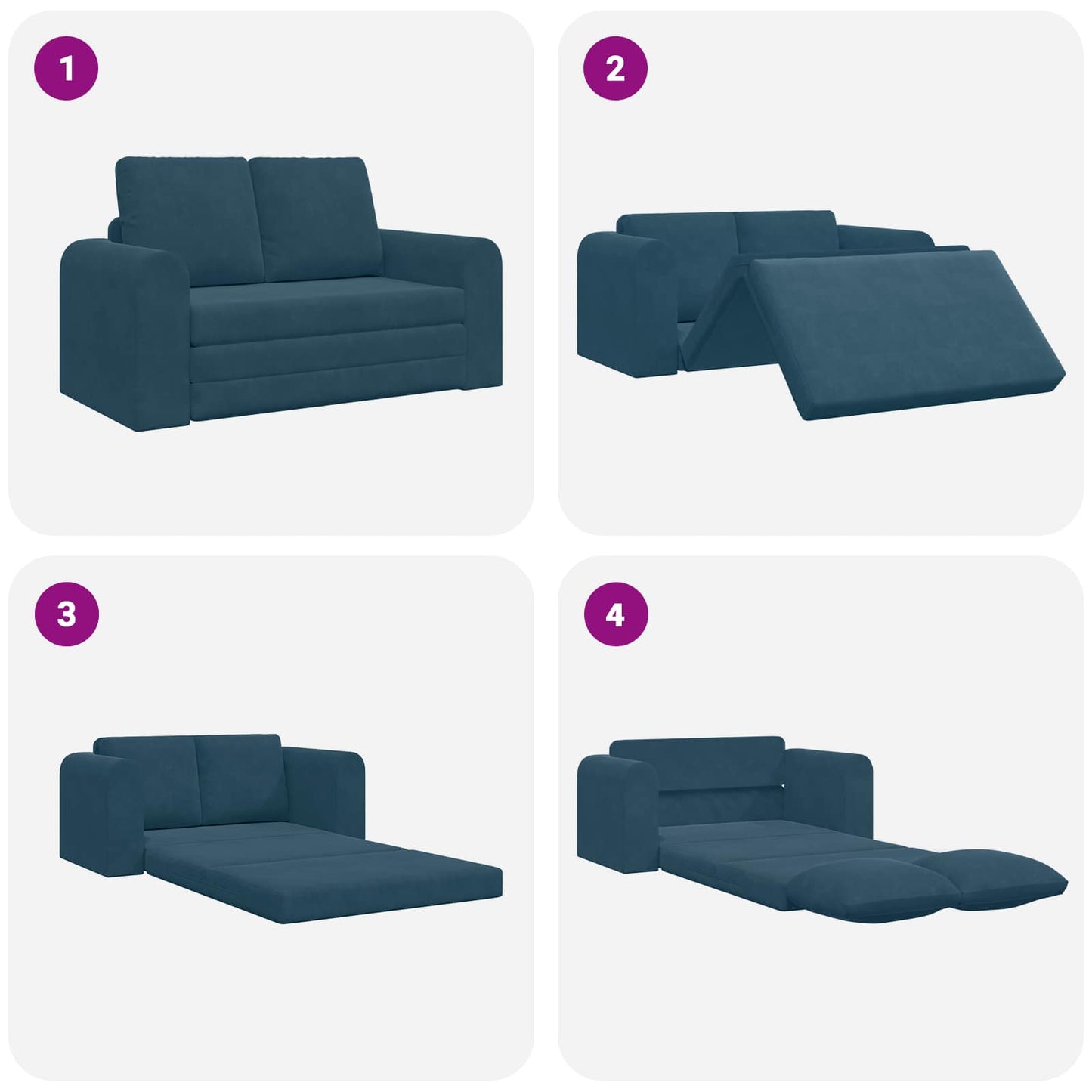 Divano letto Blu 148 x 71 x 83 cm Velluto