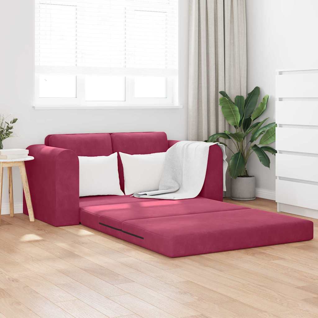 Divano letto 60cm Rosso Vino Velluto - homemem39