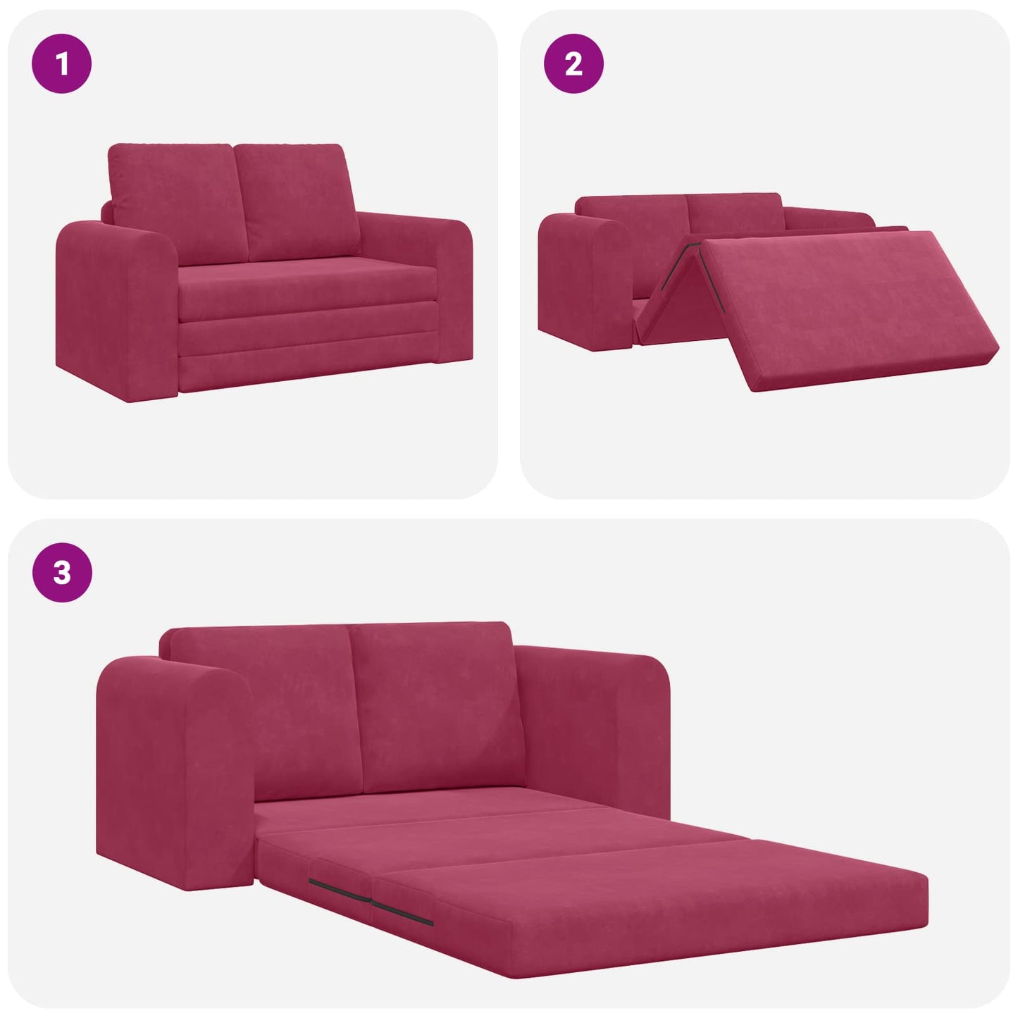 Divano letto Rosso Vino 148 x 71 x 83 cm Velluto