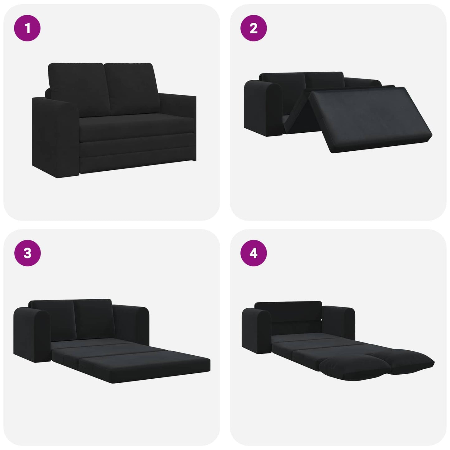 Divano letto Nero 148 x 71 x 83 cm Velluto