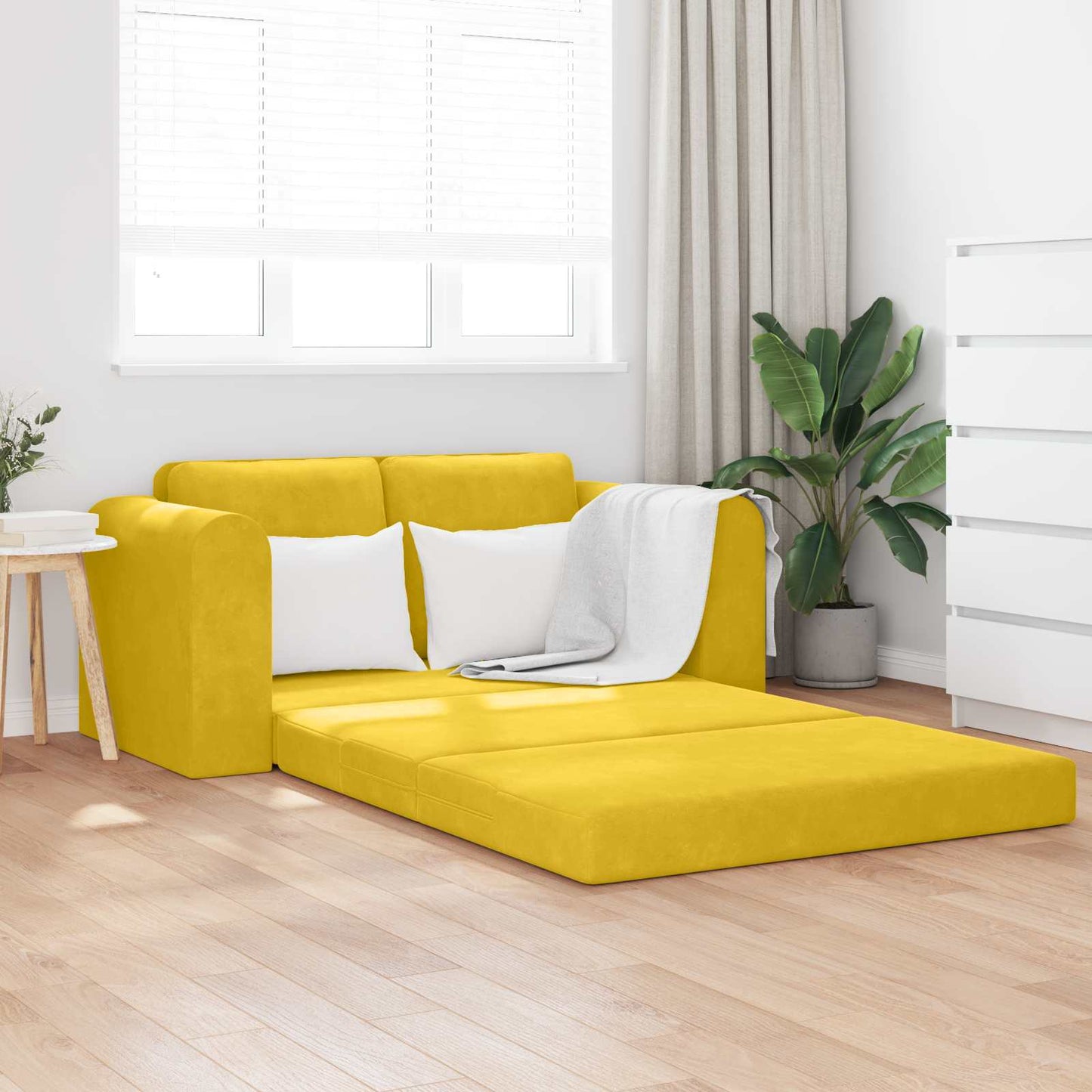 Divano letto Giallo 148 x 71 x 83 cm Velluto