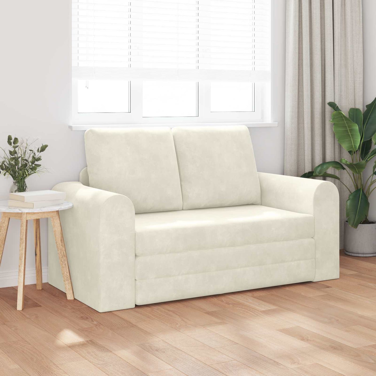 Divano letto Crema 148 x 71 x 83 cm Velluto