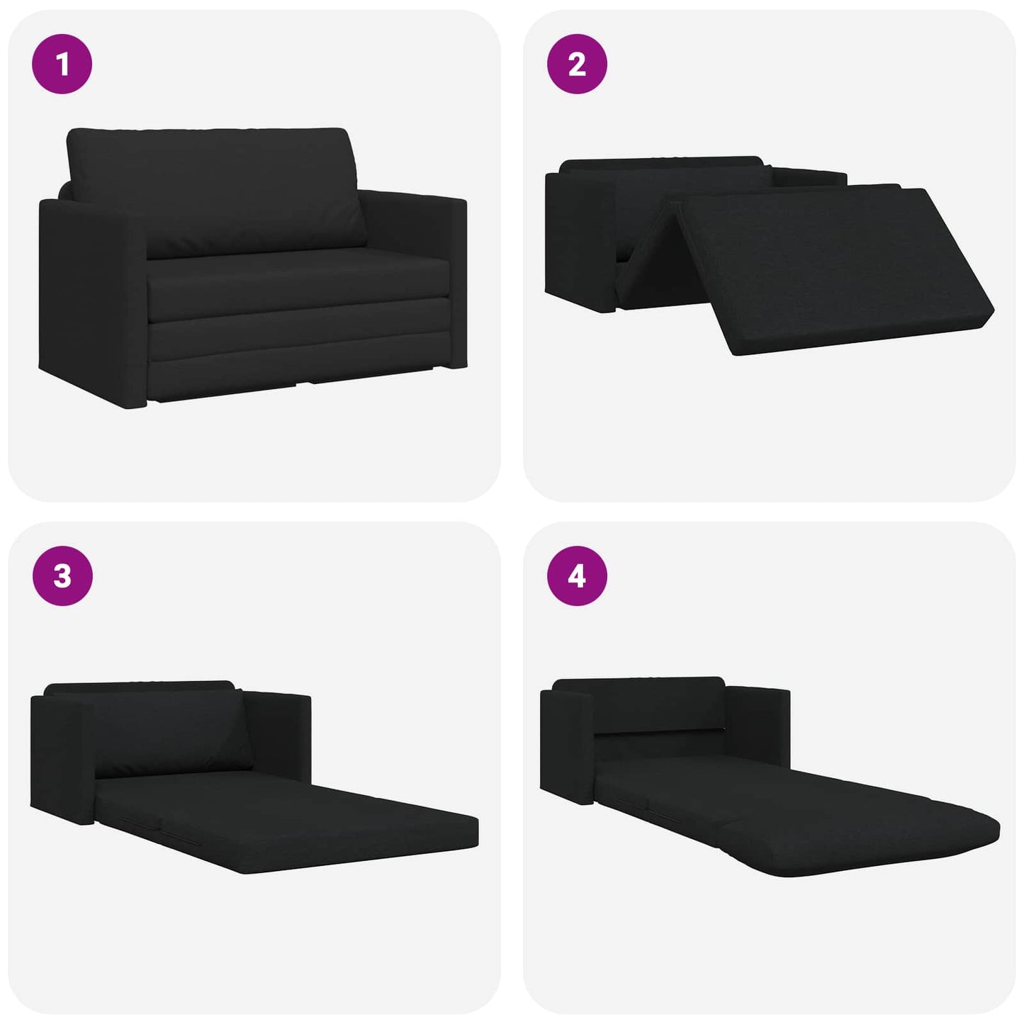 Divano letto 110cm Nero Tessuto